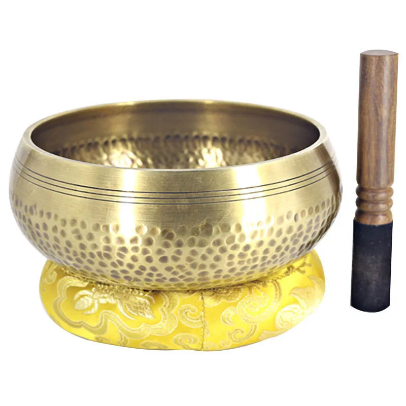 Латунный Колокольчик, бронзовая чаша Будды Цин, непальский Тибет, чаша для йоги, медитации, чаша для пения ручной работы, санскрит, латунная Поющая чаша