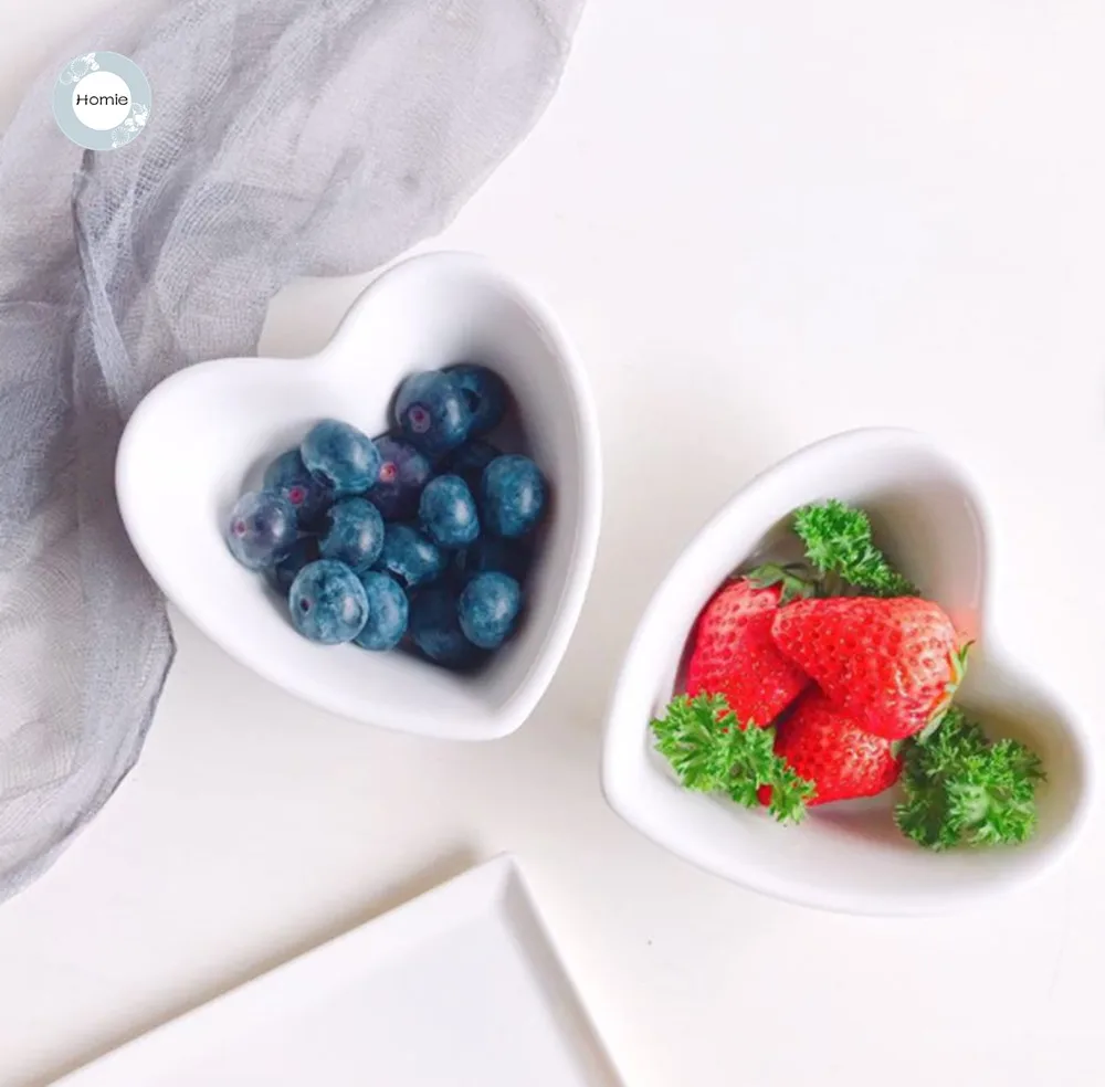 

Homies 4PCS Cute Heart Sauce Dish Small Saucer Shape dinner plates heart dish ceramic dish Snack small Plate Salad Dinner Tray
