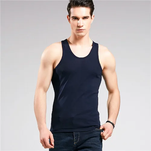 3 pieces Navy Лидер продаж, 3 шт., хлопок, мужская майка без рукавов, однотонная мышечная нательная майка с круглым вырезом, Gymclothing, футболки, топы - Цвет: 3 pieces Navy