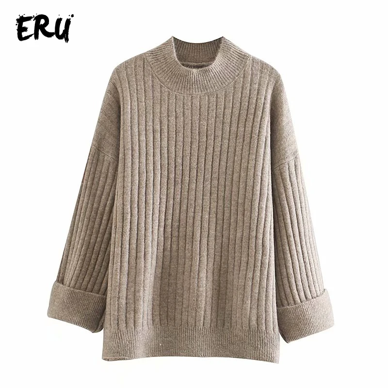 Damen Rollkragen Strickpullover Pulli Jumper Sweater Winter Warme