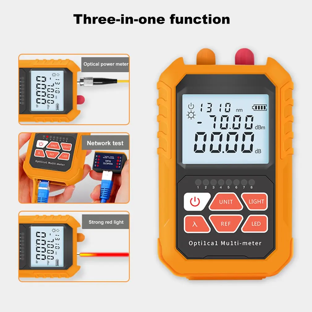 3 in 1 Visual Fault Locator 5km Red Light Laser Pen LED Lighting Optical Power Meter Network Fiber Optic Cable Tester Tools