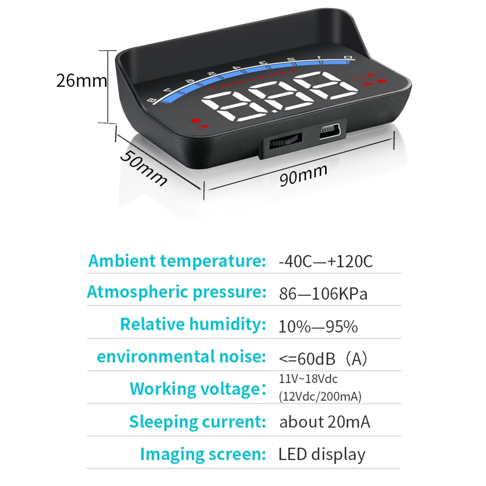Универсальный автомобильный HUD Дисплей ODB II gps скоростной Тахометр скорость/Температура воды/напряжение СВЕТОДИОДНЫЙ дисплей проектор