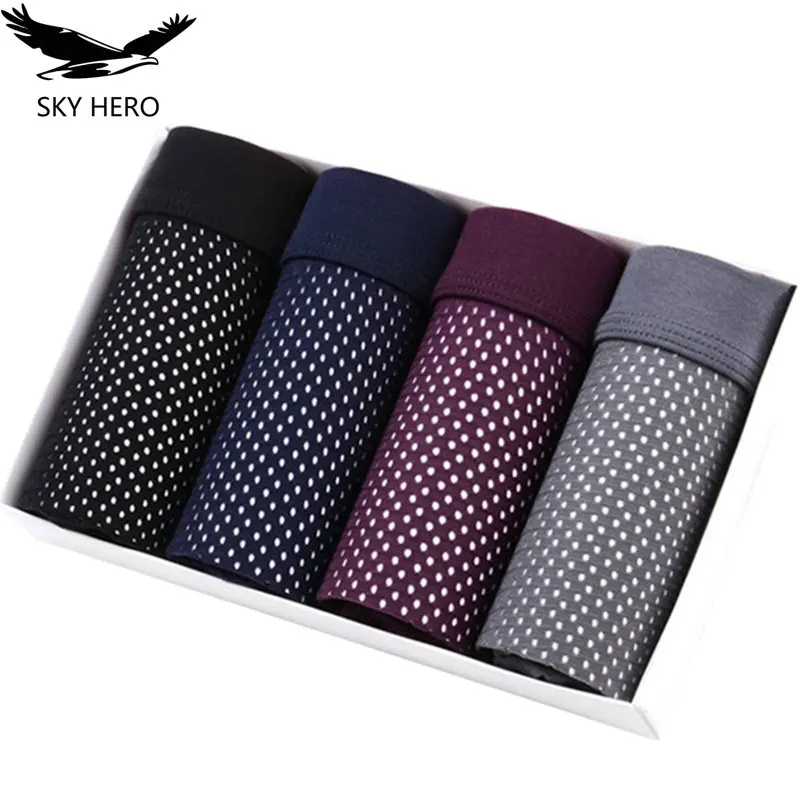 4 шт./лот мужское нижнее белье трусы боксеры крутые шелковые из дышащего