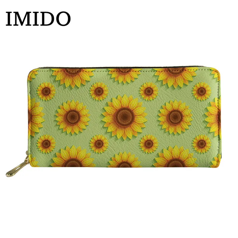 IMIDO модный принт подсолнечника женский кошелек мультфильм длинный знаменитый женский кошелек брендовые Визитницы клатч дорожный индивидуальные кошельки - Цвет: as picture