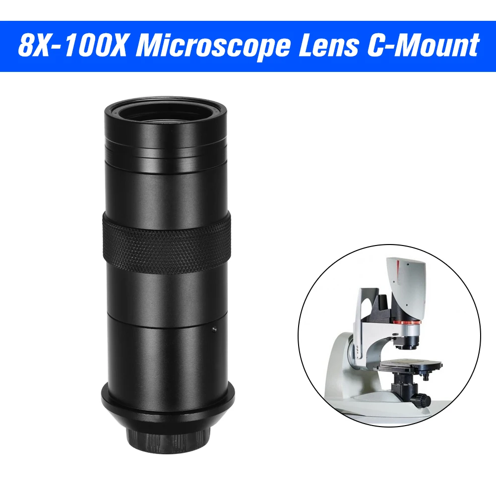 

CCD Industry Microscope Camera 8X-100X Microscope Lens C Mount Magnification Adjustable Eyepiece Magnifier Industrial Lens