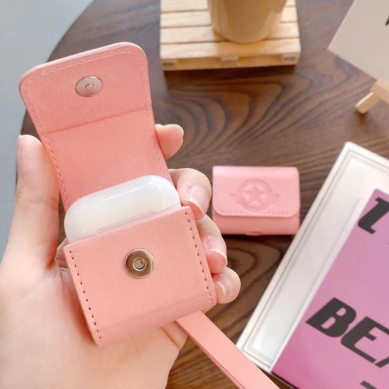 Airpods 1 2 Proレザーケース カードキャプター さくら 魔法の杖 フラップと開いた漫画のデザイン 紛失防止リング付き Earphone Accessories Aliexpress