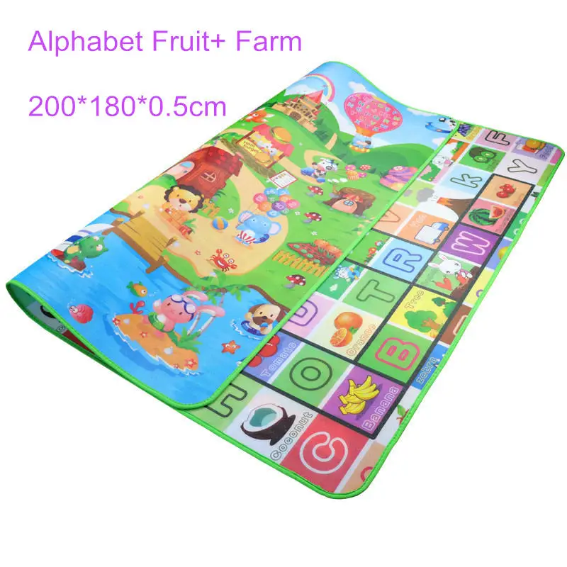 Farm 200-180 Детский игровой коврик для ползания, 200*180 см, двойная поверхность, образовательный алфавит, коврик в форме животного, Детский водонепроницаемый коврик, развивающий коврик - Цвет: Farm 200-180