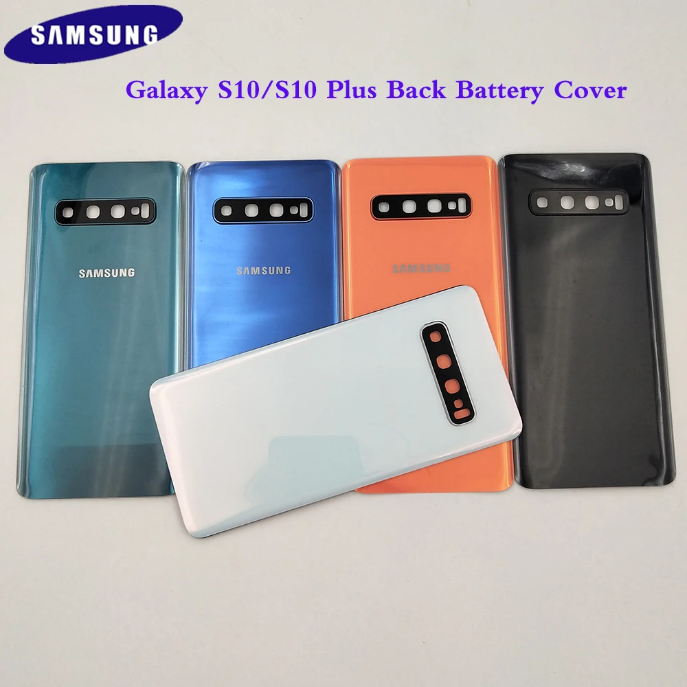 Оригинальный SAMSUNG Galaxy S10 S10Plus + G973 G975 G973F стеклянная задняя крышка батарейного