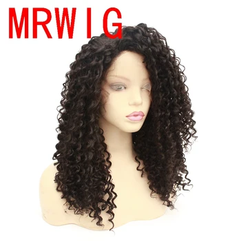 

MRWIG Kinky Curly Wigs Black/Dark Brown Color Heat Resistant Fiber Hair Wigs Synthetic Lace Front Wig
