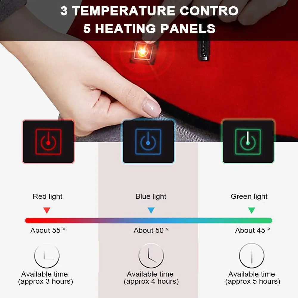  Chaleco de invierno con calefacción por infrarrojos y Usb para exteriores para hombre con batería e