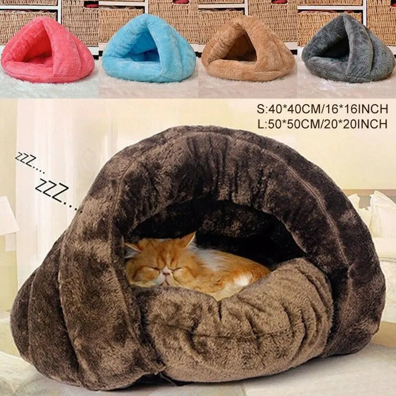 New pet dog cat cave igloo bed basket house kitten soft cozy indoor cushion kennel hot