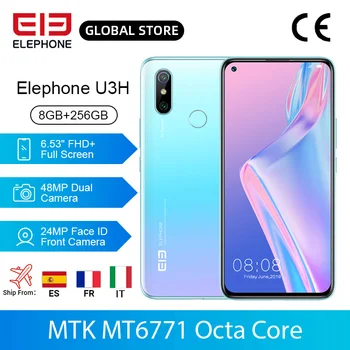 Перейти на Алиэкспресс и купить В наличии ELEPHONE U3H 8 Гб 256 Гб Смартфон Helio P70 6,53 дюймFHD + 48MP двойная задняя камера 24MP фронтальная камера Беспроводная зарядка NFC