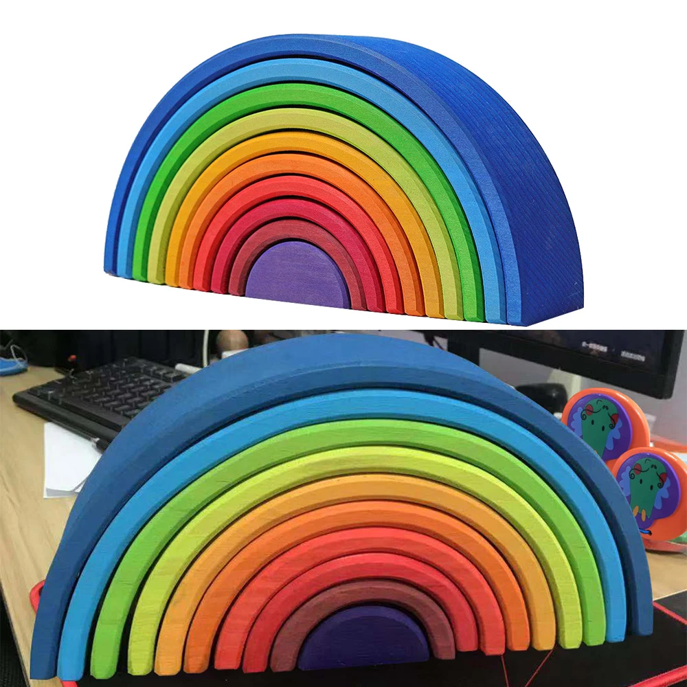 10Pcs Wooden Rainbow Blocks Toys Assembly Building Blocks For Kid Rainbow Building Blocks Montessori Educational Wooden 1 10Pcs Wooden Rainbow Blocks Toys Assembly Building Blocks For Kid Rainbow Building Blocks Montessori Educational Wooden 4