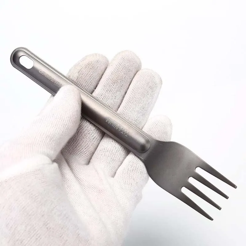 1PCS Titanium Spoon Fork Long Handle Spoon Outdoor Camping Titanium Spork Camping Tableware Picnic Tool
