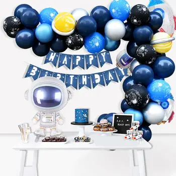 

HUIRAN Outer Space Party Ballons Banner 1st Birthday Party Decorations Kids Boy Birthday Baloons for Party Decor Balloon Garland