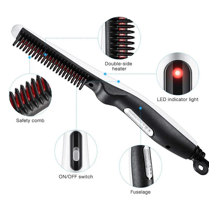 Электрическая Мужская расческа для выпрямления бороды, быстрая завивка, выпрямитель для бороды, щетка для ухода за волосами, инструменты