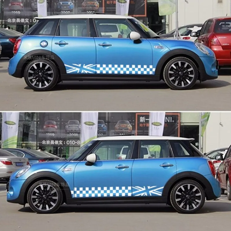 2x автомобиль Стайлинг боковая гоночная Полосатая юбка Ограниченная серия наклейки для MINI Cooper R50 R52 R53 R56 R57 R58 R59 F55 F56 F54