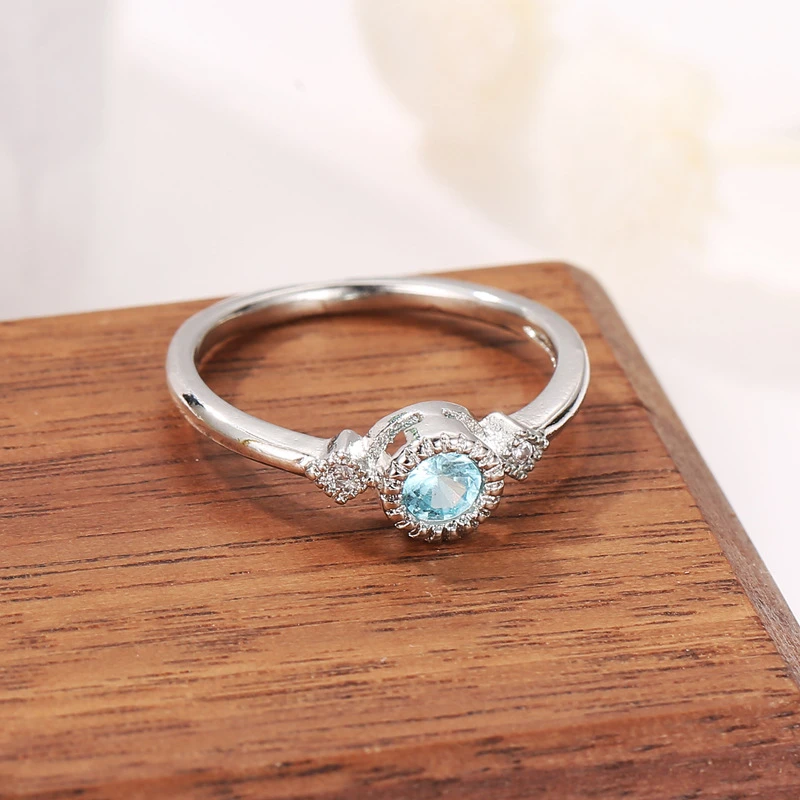 Новое синее регулируемое кольцо из циркона для женщин женские круглые ювелирные