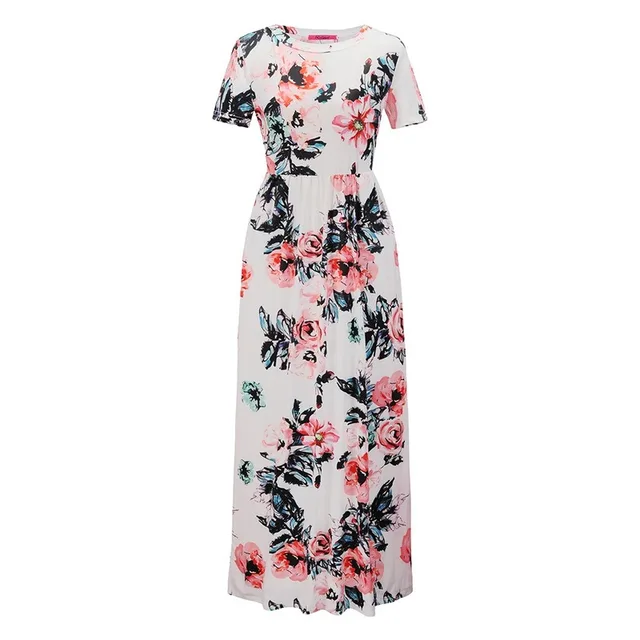 Women Long Maxi Dress 2021 Summer Floral Print Boho Beach Dress Short Sleeve Evening Party Dress Tunic Vestidos Plus Size XXXL 5