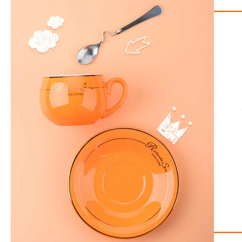 Керамическая кофейная чашка TECHOME однотонная кружка с ложкой для посуды чая