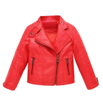 

Spring Autumn Children's Leather Jacket Good Quality Jacket For Girl & Boy Fashion Kids PU Imitation Leather Outerwear 3-8 Yrs
