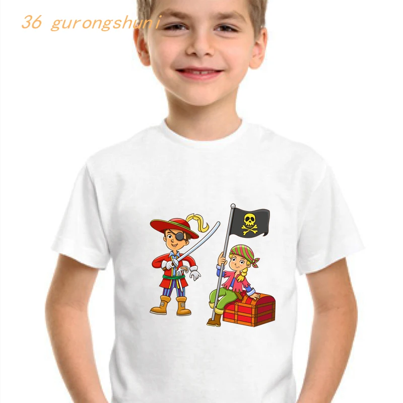 T-shirt graphique de dessin animé pour enfants, vêtements pour enfants, t-shirt pour filles, kawaii, crâne, perroquet, scopique, 7,5