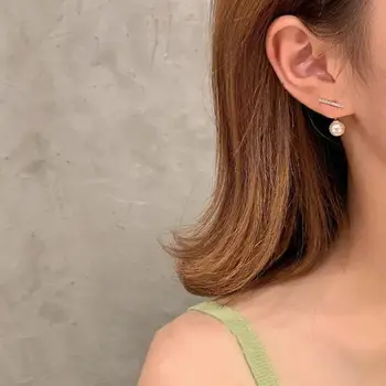 

Punk Fashion Earrings Net Celebrity The Same Crystal One-line All-match Temperament Pearl Earrings 2020 New Women's Earrings