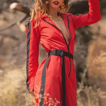 

New women's clothing ribbon splicing zipper overalls