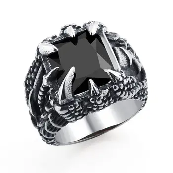 Bague dragon griffe noir