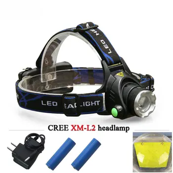 

ZOOM headlamp CREE XML T6 XM L2 led head lamp charge flashlight 18650 Car Charger camping head torch Portable Lighting headlight