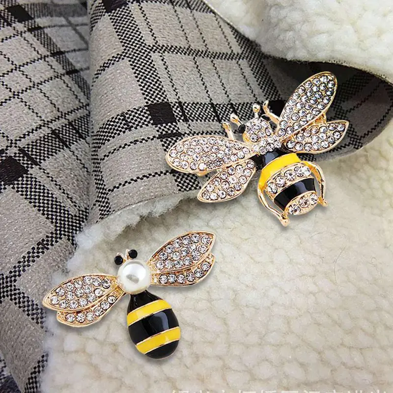 Delicate Little Bee Brooches Crystal Rhinestone Bees Brooch Enamel Pin For Women Men Mini Wasp Cute Insect Jewelry Gifts | Украшения и
