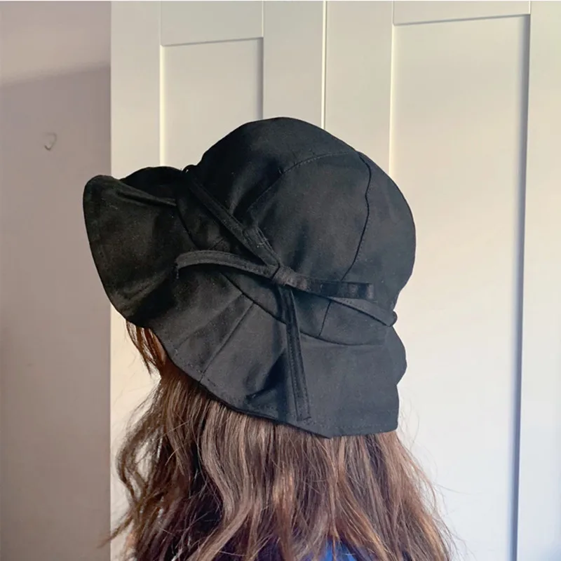 

Spring And Summer Korean-style Women's CHIC Sweet Casual Versatile Fisherman Hat Japanese-style Soft Girl Bow Bandage Cloth Coll
