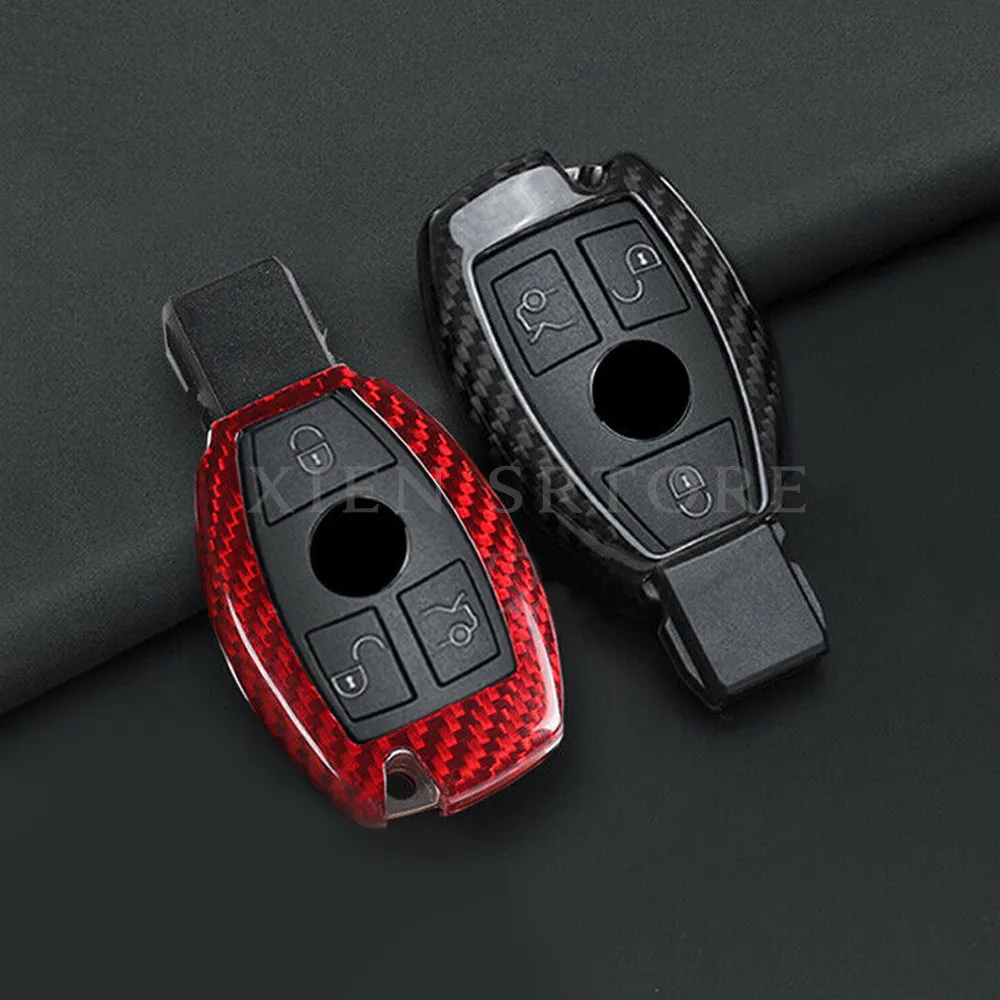 

100% Carbon Fiber Car Remote Smart Key Case Cover Shell Holder For Mercedes Benz AMG C E G S M GL CLS CLK G Class Accessories