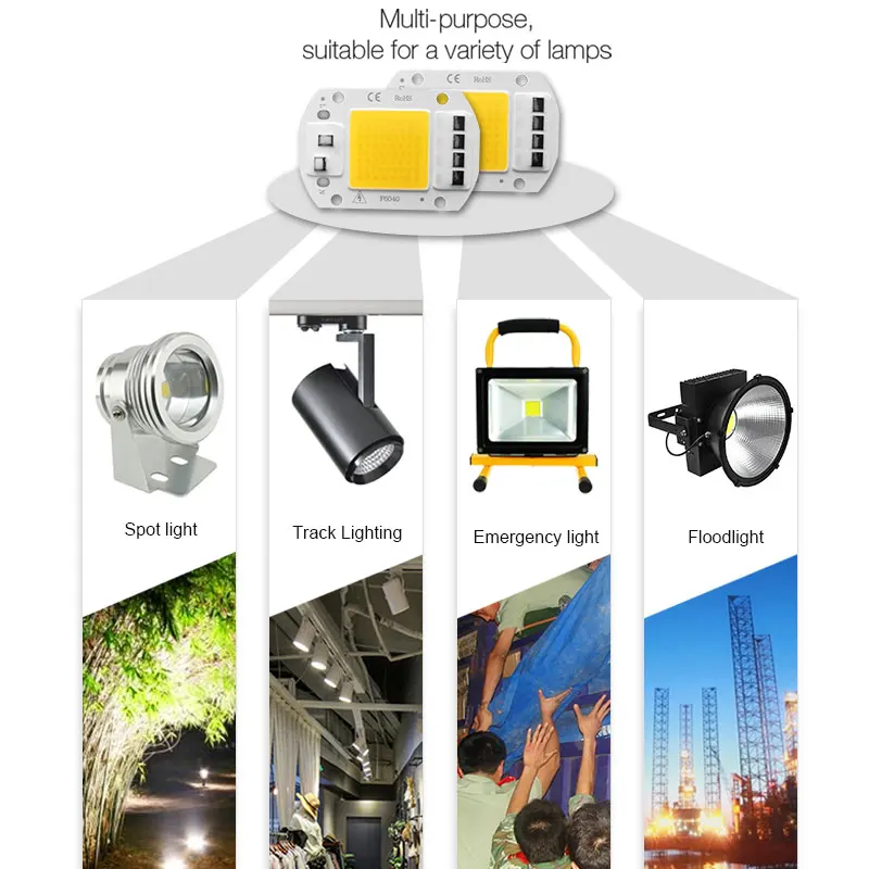 LED Chip No Need Driver COB AC 220V 3W 5W 7W 10W 20W 30W 50W  High Brightness Energy Saving Diy Spotlight Flood Light Bulb Chip