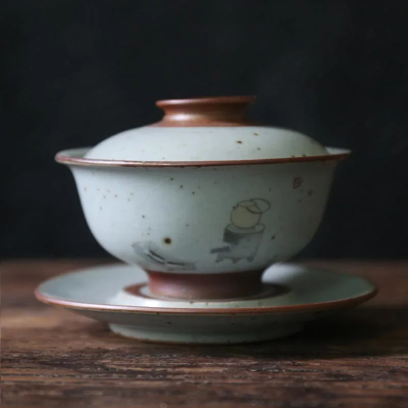 A 150 мл японский стиль грубая керамика Gaiwan керамический чайный набор кунг-фу китайские мастера чашки пиалы для чая чайные пиалы для домашнего чая Посуда - Цвет: A
