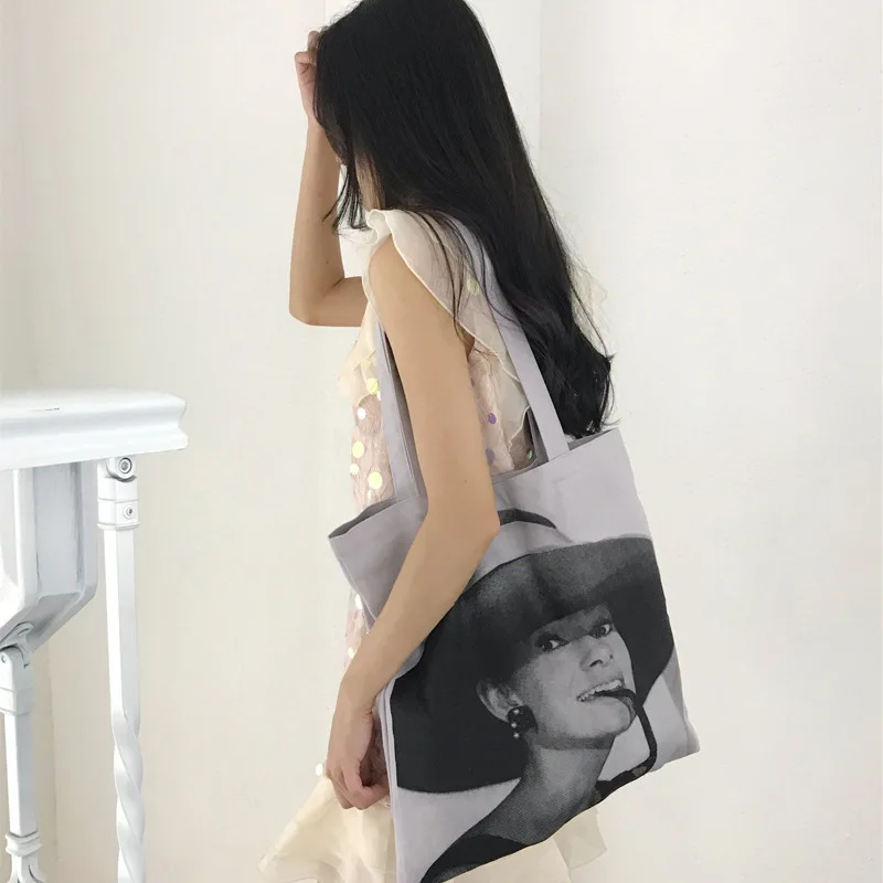 Art Vintage Figure Canvas Tote Bag Women Cotton Cloth Shoulder Bag Large Shopper Bag Reusable Shopping Bag Student Schoolbag christina shopper bag cotton 30 35 5