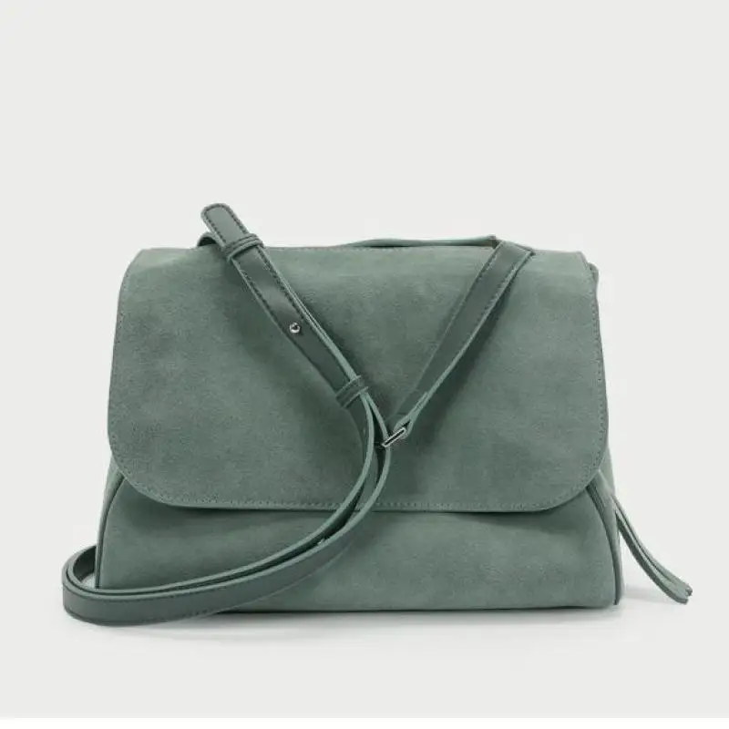 Замшевая кожаная женская сумка через плечо, брендовая дизайнерская женская кожаная сумка, одноцветная винтажная женская сумка через плечо, маленькие сумки