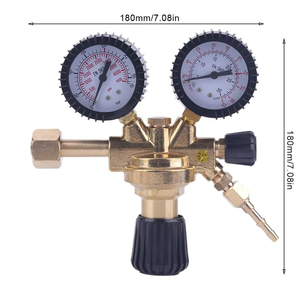 Carbon Dioxide Pressure Reducer High Quality Brass AR/CO2 Meter Reductor Argon Regulator Dual Gauge 0-315/0-30 MPa