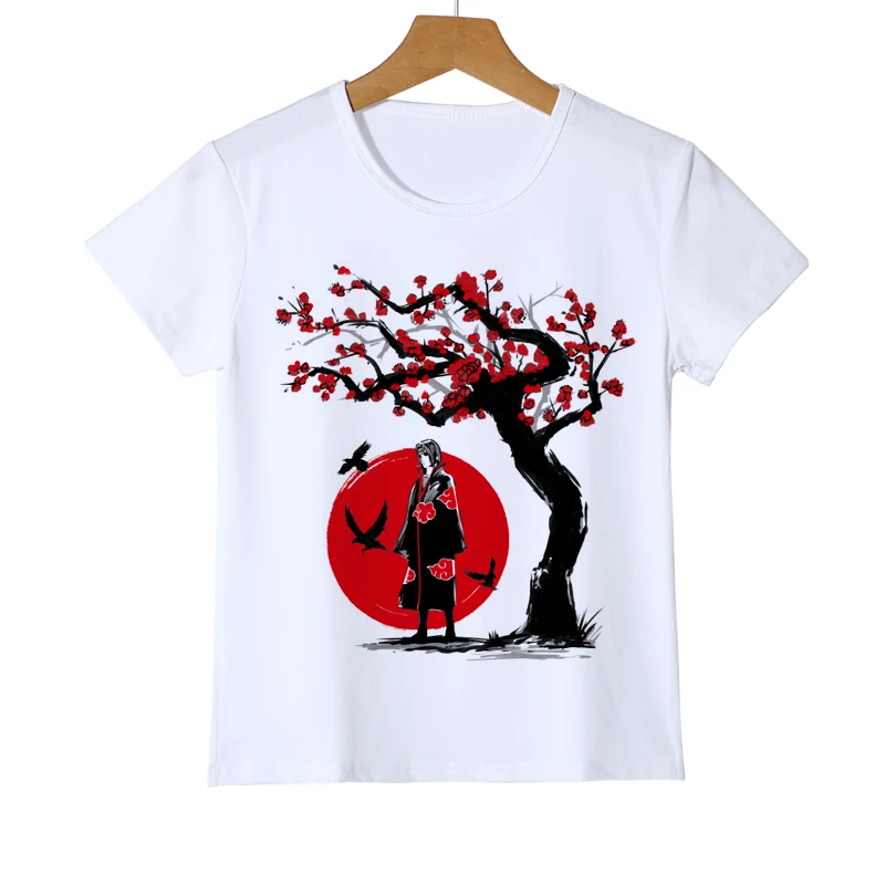 Sasuke Ninjia Naruto/Детская футболка с рисунком из мультфильма «Аниме Акацуки Учиха Итачи Шаринган»; подарок для детей; футболка для маленьких мальчиков и девочек; футболка; Z38-9