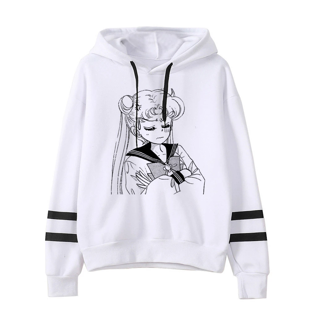 Сейлор свитшот с Луной кошкой Харадзюку корейский стиль ulzzang kawaii 90s мультфильм одежда пуловеры негабаритных с капюшоном уличная - Цвет: 3078