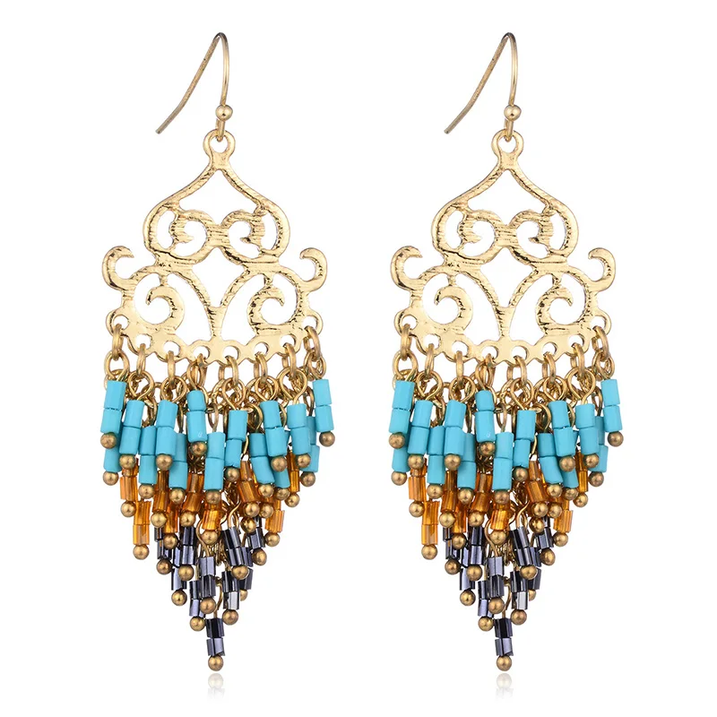 gold blue color Shineland массивные серьги Vinatge серьги в геометрическом стиле с кисточками для женщин Висячие серьги вечерние ювелирные изделия brincos N50 - Окраска металла: gold blue color