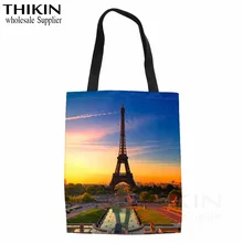 Женская сумка-тоут с принтом Эйфелевой башни, модная женская дизайнерская Холщовая Сумка на плечо, высокое качество, женская летняя пляжная сумка