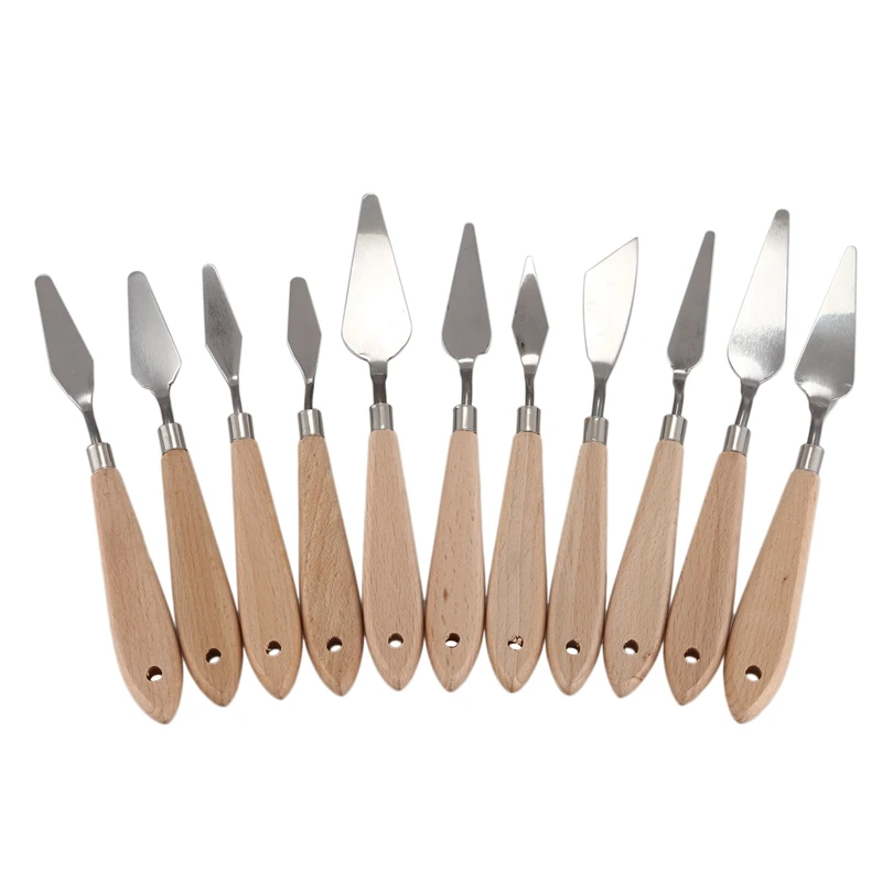 

11 Piece Stainless Steel Oil Painting Palette Knives Set Palette Wood Handle Palette Spatula Painting Palette Knife
