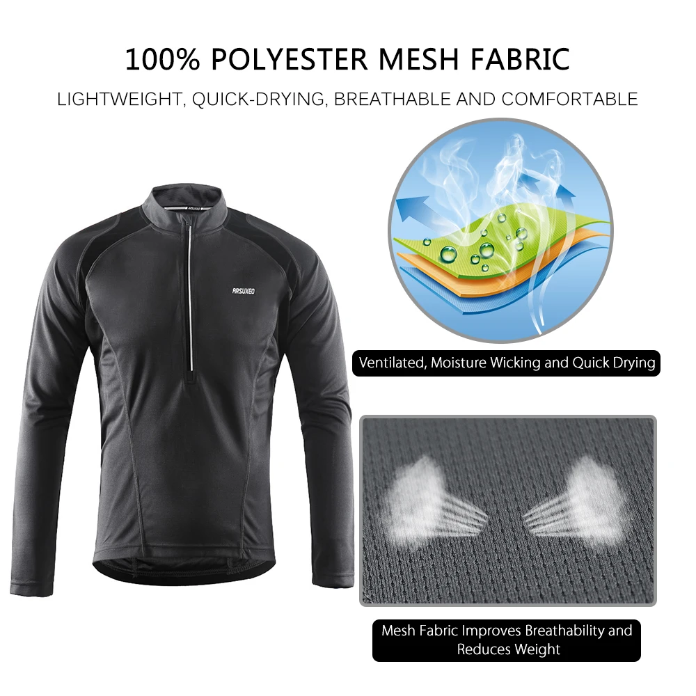 Lightweight Men's Long Sleeve Cycling Jersey Men Downhill Jersey Breathable Quick Dry Bike Riding Shirt