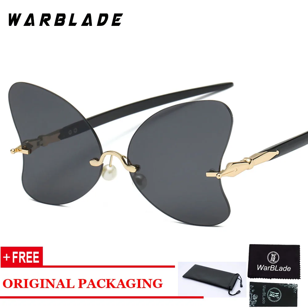 black WarBLade Новая мода без оправы Женские винтажные круглые зеркальные солнцезащитные очки женские роскошные брендовые оригинальные дизайнерские солнцезащитные очки мужские - Цвет линз: black