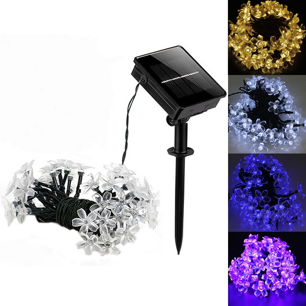7m 50heads Fairy Light String Pendant Bright Sakura Outdoor Party Garden Led Christmas Home Decor Solar Powered Tree Hanging