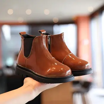 

Winter Kids Boots Girls Leather Shoes Solid Color Fashion Children Ankle Boots Non-slip Martin Boots Warm Size 26-36