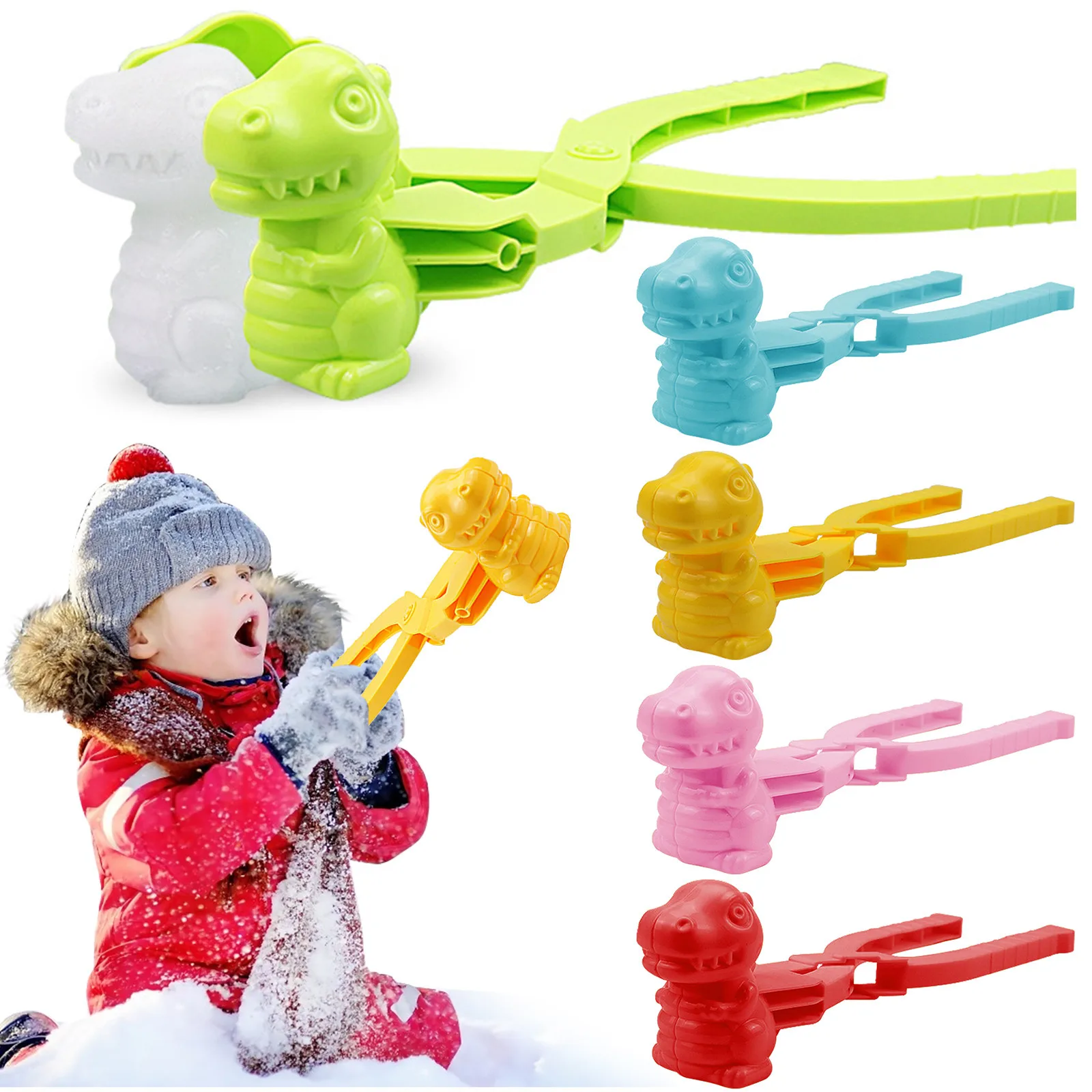  Lovely Dinosaur Snowball Clip Maker Clip Children Outdoor Winter Snow Sand Mold Tool Creative Outdoor Fun  &  Sports 