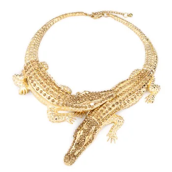 

YD&YDBZ Hyperbole Double Crocodile Short Chain Necklaces Gothic Clavicle Chain Necklace Women Clothing Jewelry Accessories