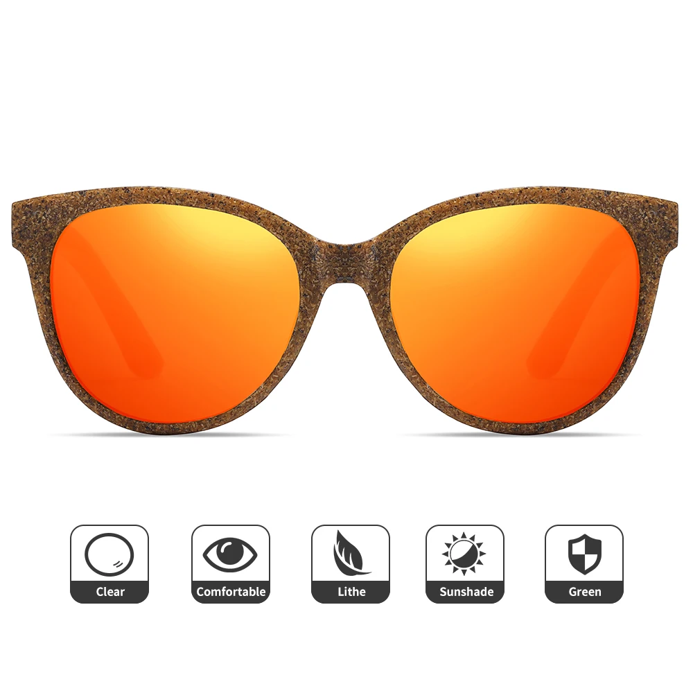 XSW New Arrival Fashion Sunglasses Coffee glasses  Women Vintage Wooden Mirror Classic Vintage Suitable For Small Face UV400 2